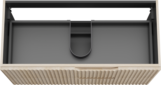 Linie Ribbo zwevende wastafelonderkast 100 x 46 cm lichte eik 2 lades