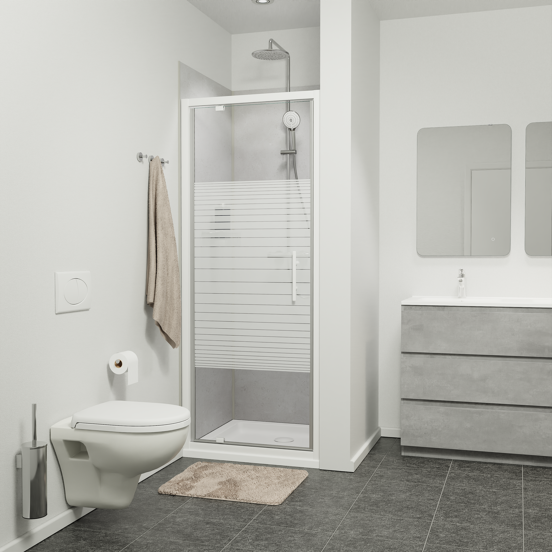 SanyOne Anton douche draaideur 80 cm x 190 cm Gestreept glas glanzend witte profiel