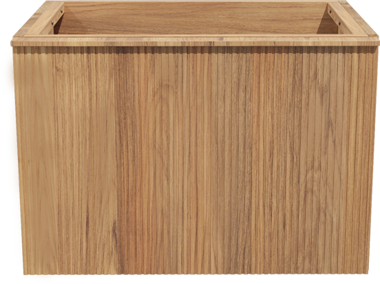 Balmani Forma hängender Waschbeckenunterschrank: 67,5 x 55 cm, Teak, 2 Schubladen