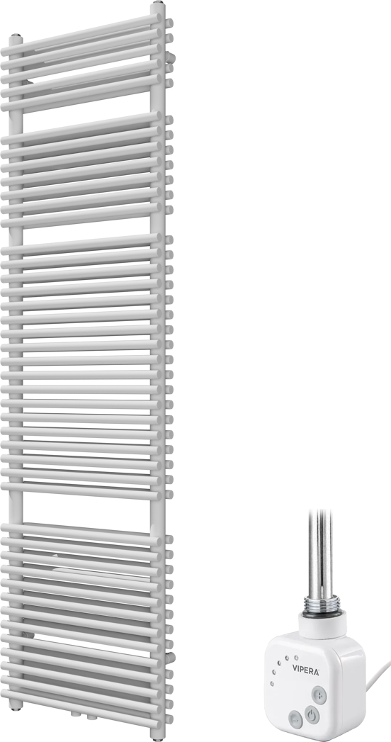 Vipera Alegria dubbele handdoekradiator 50 x 180 cm elektrische verwarming mat wit zij- en middenaansluiting 1200W, weerstand inbegrepen