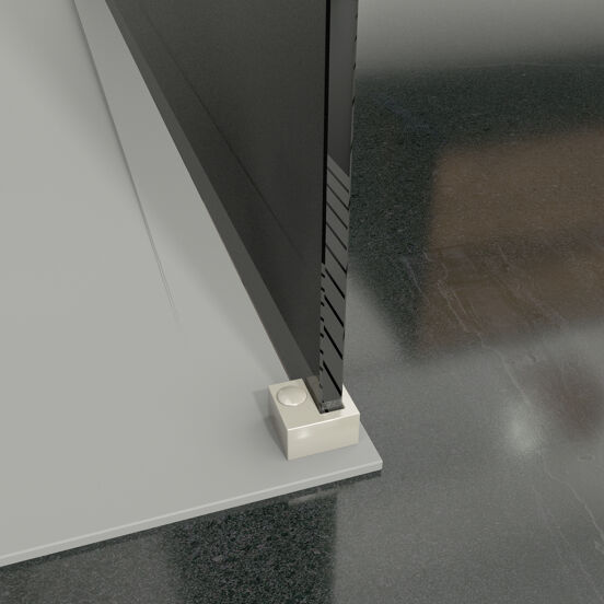 Balmani Modular inloopdouche 140 x 200 cm rookglas met matte strook geborsteld inox profiel
