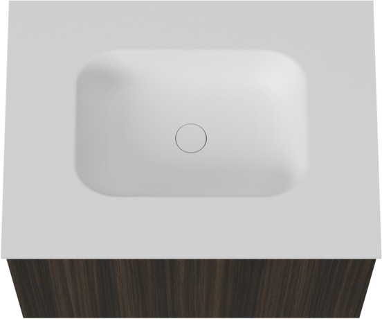Balmani Sfera meuble salle de bains suspendu 75 x 55 cm eucalyptus avec Tablo Arcato plan simple en solid surface blanc mat