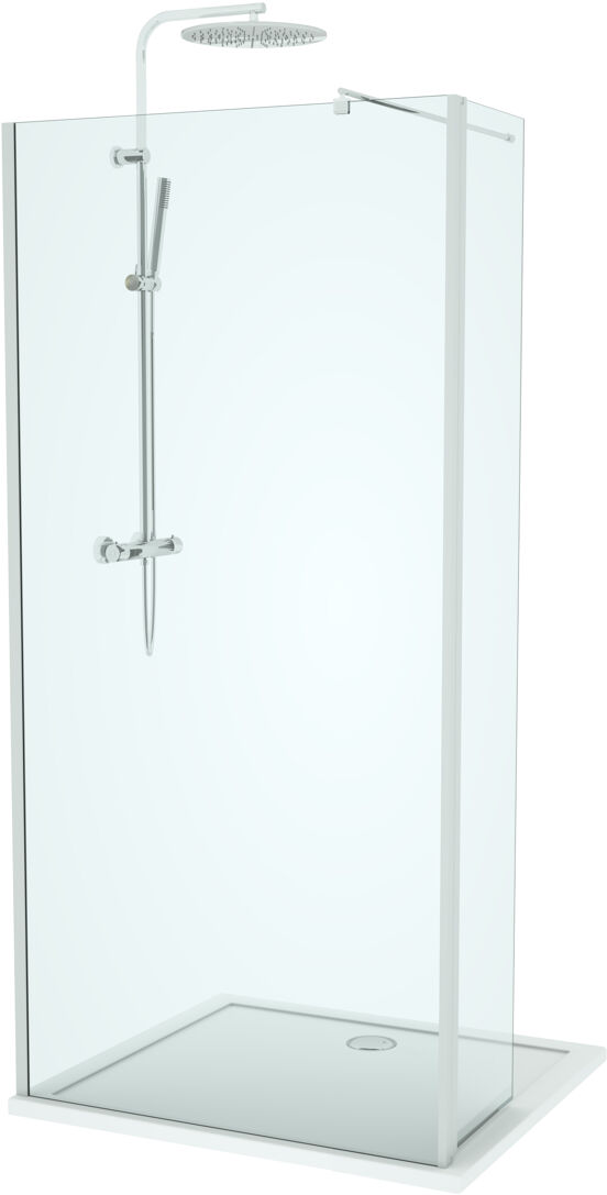 Linie Twist inloopdouche met beweegbare zijwand 100 x 200 cm helder glas glanzend chroom profiel