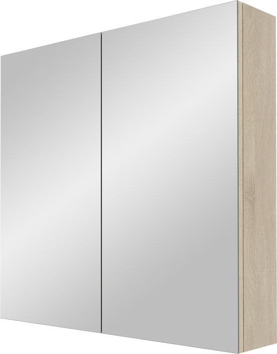 Linie Montro Spiegelschrank Bad: 80 x 75 cm, Eiche Weiß
