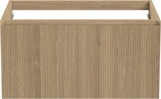 Balmani Fila hängender Waschbeckenunterschrank: 90 x 55 cm, Eiche Natur, Furnierholz, 2 Schubladen
