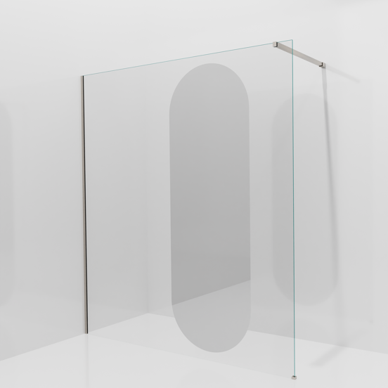 Balmani Modular douche à l'italienne: 180 x 200 cm, Miroir reflex ovale, Profil Brushed CoolMetal