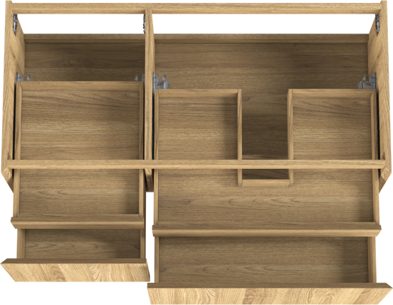 Balmani Idra zwevende wastafelonderkast 120 x 55 cm asymmetrisch rechts fineer naturel eiken 4 lades