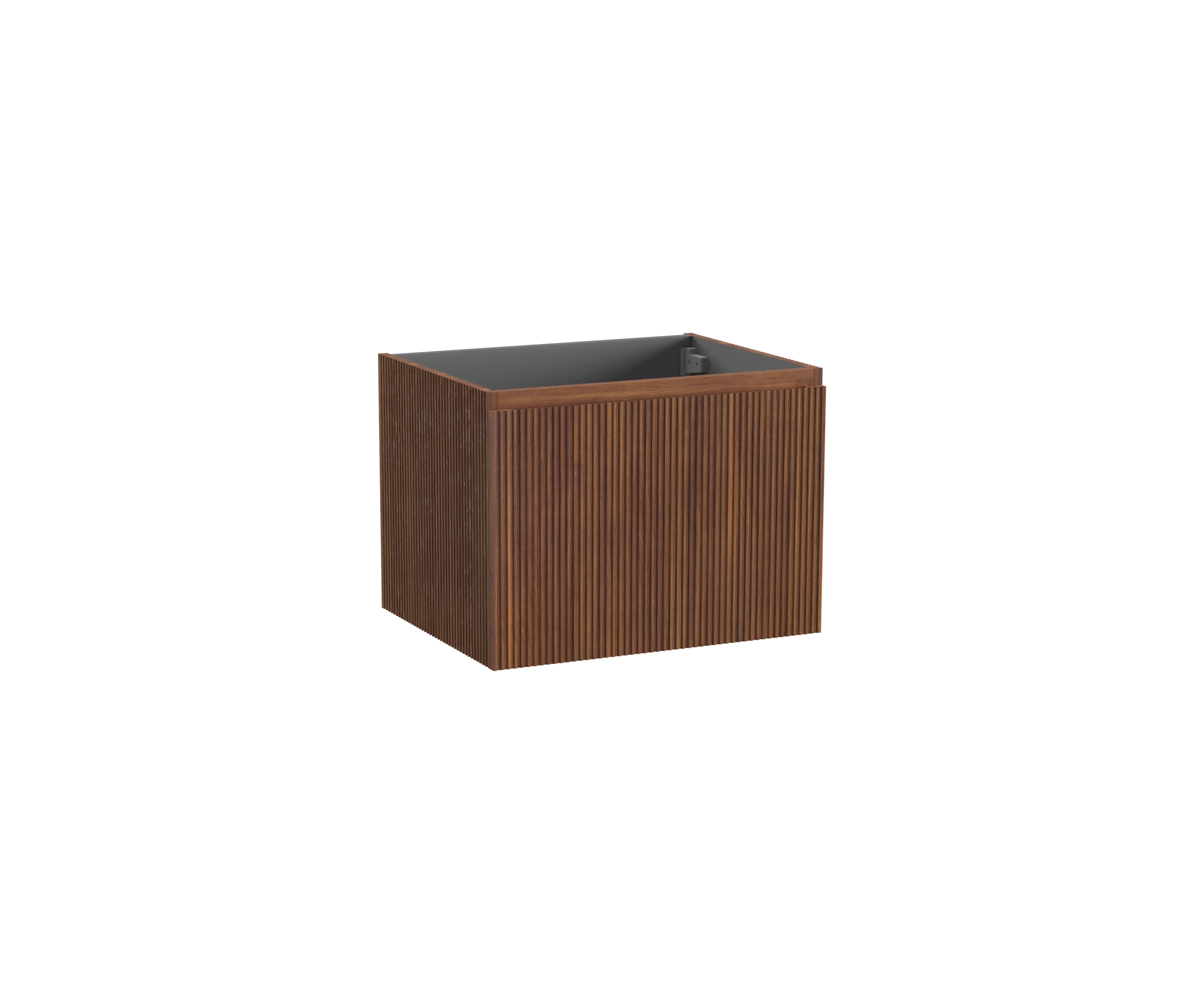 Storke Ribs zwevende wastafelonderkast 65 x 52 cm notenhout 2 lades