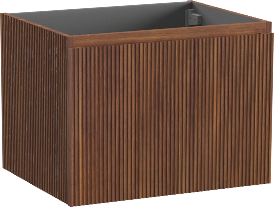 Storke Ribs meuble sous-vasque suspendu 65 x 52 cm noyer 2 tiroirs