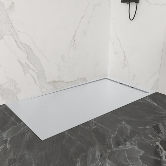 Balmani Indus receveur de douche 120 x 80 cm marbre composite gris clair structure en ardoise