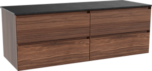Balmani Mitra meuble salle de bains suspendu 150 x 55 cm noyer avec Stretto tablette simple ou double en granit noir