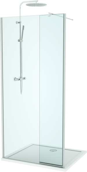 Linie Twist inloopdouche met beweegbare zijwand 100 x 200 cm helder glas glanzend chroom profiel