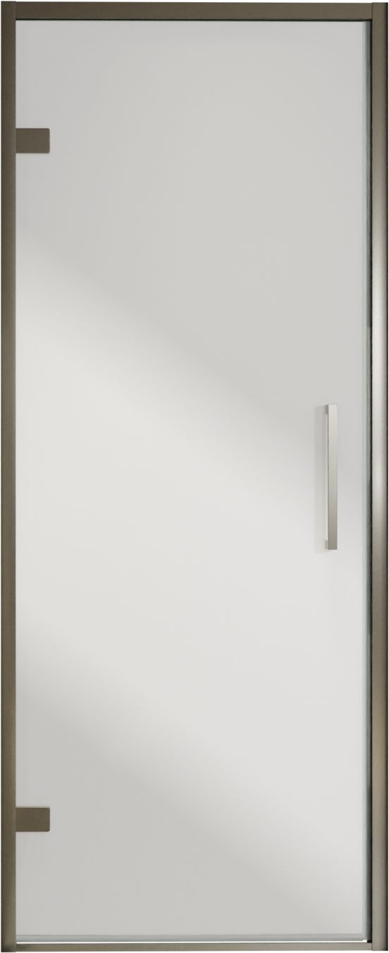 Balmani Senses Design Dusche Drehtür, Links, 90 cm x 210 cm, Reflex-Spiegelglas, Profil Brushed GunMetal, inklusive Coating