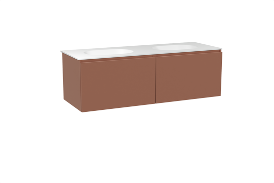 Balmani Sfera hängendes Möbelstück Set: 150 x 55 cm, Cotto, mit Tablo Oval Doppelwaschtisch, Solid Surface Weiß matt