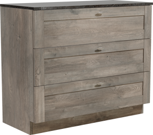 Linie Classo staand badkamermeubel 100 x 46 cm grijze eik met Lado enkel of dubbel tablet in melamine leisteen grijs