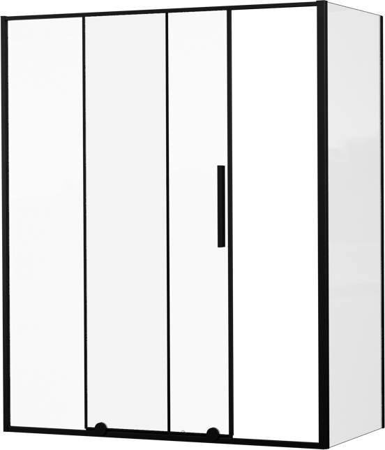 Luca Varess Morano paroi d'angle avec porte coulissante et paroi latérale fixe 160 x 80 cm verre transparent profil noir mat