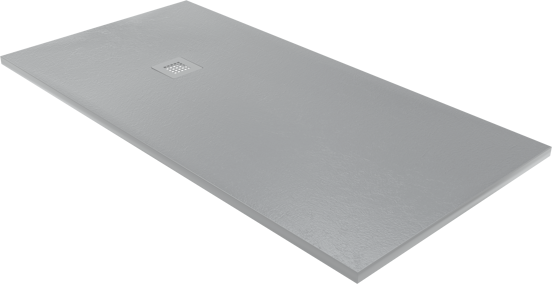 Balmani Vega douchebak 160 x 80 cm composietmarmer donkergrijs leisteenstructuur