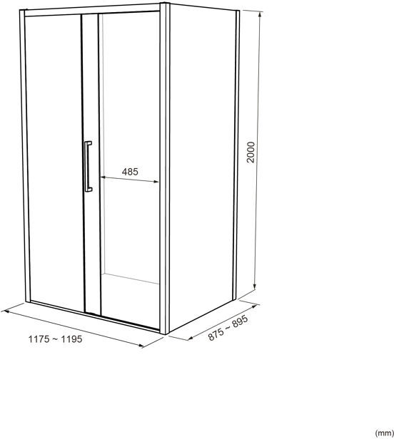 Luca Varess Senses douchehoek met linkse schuifdeur en vaste zijwand 120 x 90 cm Helder glas met matte strook glanzend chroom profiel