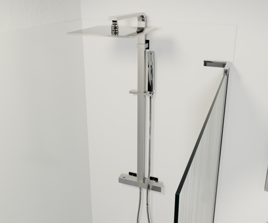 Balmani Modular inloopdouche 136 x 200 cm mikado glas en chroom profiel