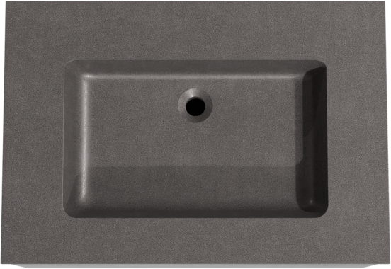 Storke Edge meuble salle de bains suspendu 75 x 52 cm béton gris foncé avec Scuro plan simple en quartz noir mat