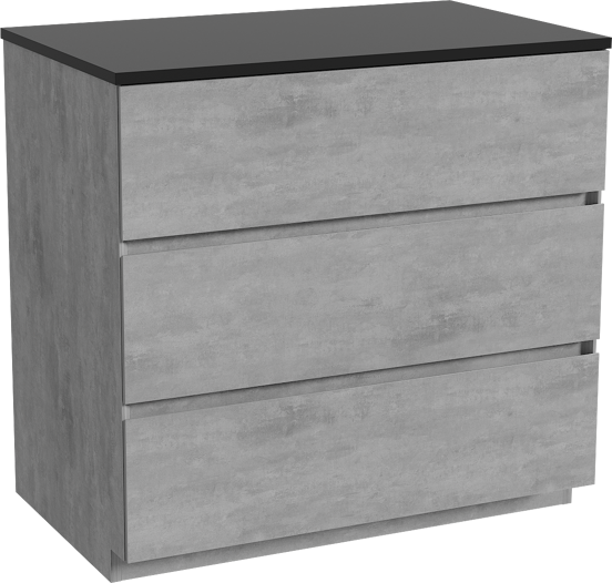 Storke Edge staand badkamermeubel 85 x 52 cm beton donkergrijs met Panton enkel tablet in gepoedercoate mdf mat zwart
