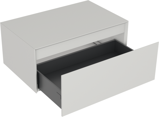 Storke Edge Modulo zwevend badkamermeubel 75 x 52 cm mat wit met Mata High enkele wastafel in solid surface mat wit en Soto badkamerspiegel