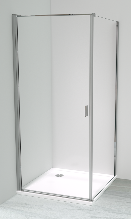 Luca Varess Romeo douchehoek met draaideur en vaste zijwand 90 x 90 cm helder glas glanzend chroom profiel