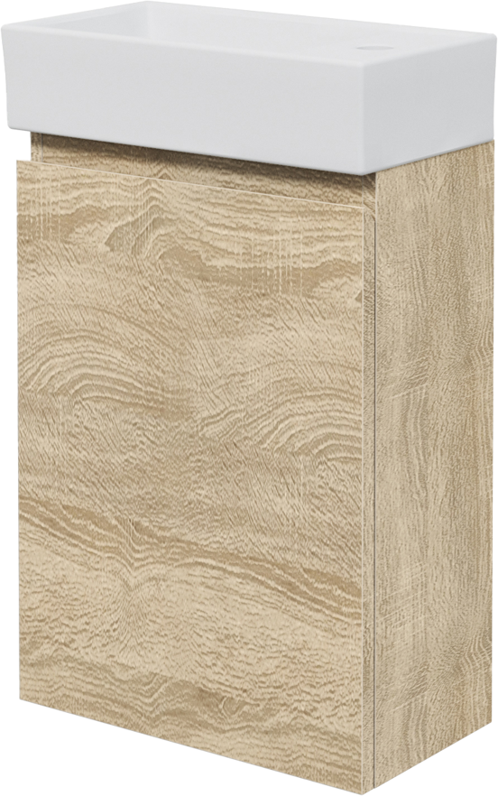 Linie Lado meuble wc suspendu 40 x 22 cm chêne blanc avec Baro lavabo en céramique blanc brillant