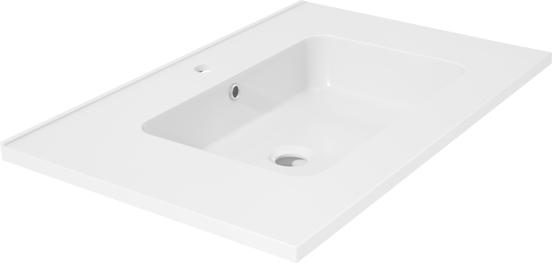 Linie Vano enkele wastafel glanzend composiet marmer 70 x 46 cm