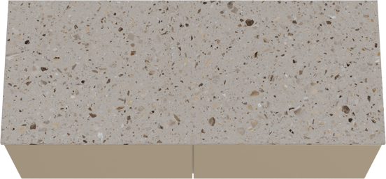 Balmani Sfera hängendes Möbelstück Set: 135 x 55 cm, Dune, mit Stretto Einzel- oder Doppel Waschtischplatte, Terrazzo in Greige