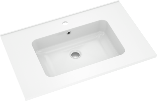 Linie Vano enkele wastafel glanzend composiet marmer 70 x 46 cm