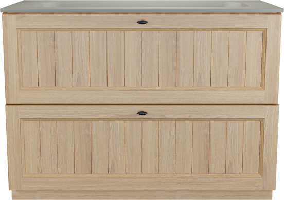 Balmani Lemon meuble salle de bains à poser 120 x 55 cm, placage chêne naturel avec Tablo Strada lavabo simple pour 2 trous de robinet en soie grise