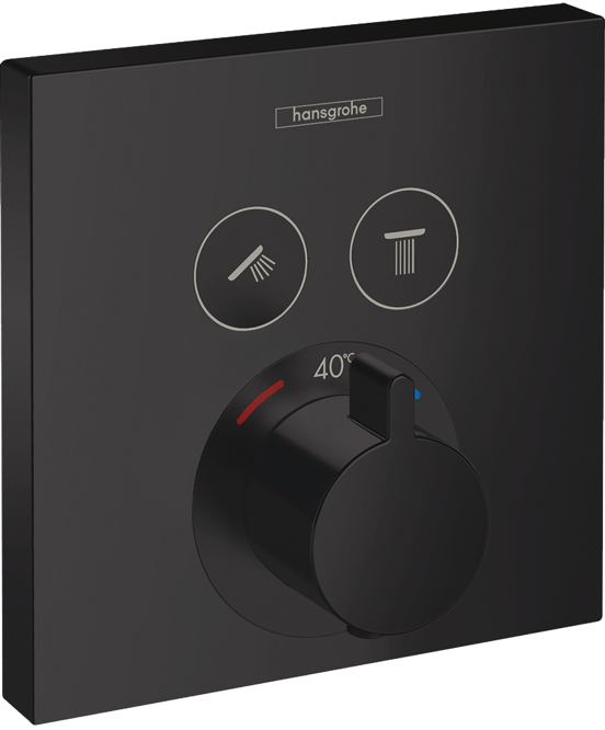 Hansgrohe Showerselect S Thermostat-Duscharmatur: Unterputz, für 2 Verbraucher, Schwarz matt