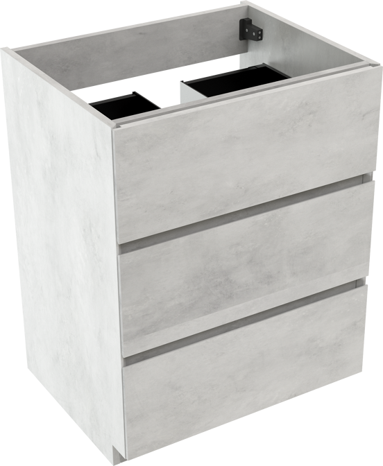 Storke Edge staande wastafelonderkast 65 x 52 cm beton zilvergrijs 3 lades