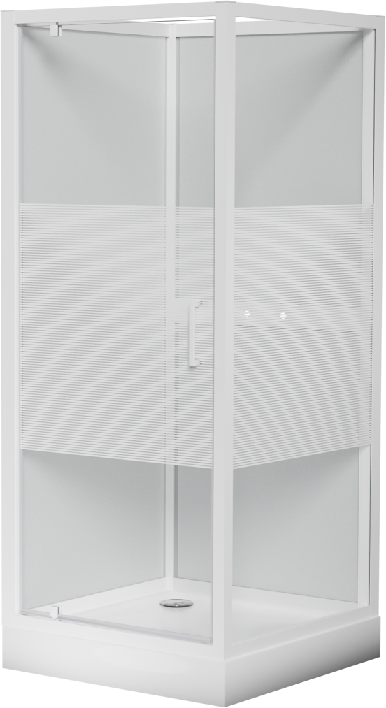 Luca Varess Talan douchecabine met draaideuren 90 x 90 cm helder glas met mat gestreepte strook glanzend wit profiel