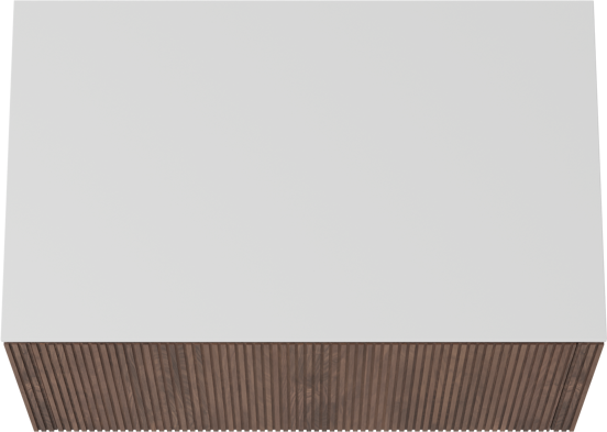 Balmani Eclips meuble salle de bains suspendu 90 x 55 cm Noyer américain avec Stretto tablette simple en Solid Surface blanc mat, Nervure droite symétrique verticale