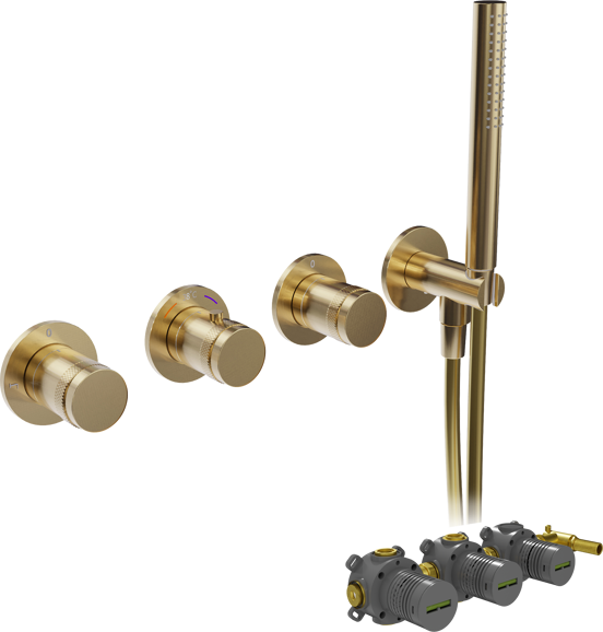 Blaufoss Pavilion inbouw thermostaat brushed gold incl. inbouwelement
