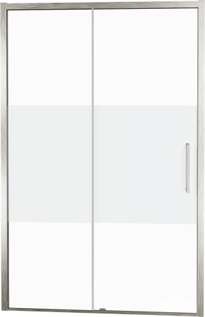 Balmani Senses Design porte coulissante à gauche 160 cm x 210 cm verre transparent avec bande mate, Profil Brushed CoolMetal