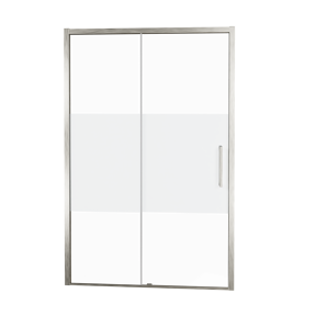 Balmani Senses Design porte coulissante à gauche 160 cm x 210 cm verre transparent avec bande matte, Profil Brushed CoolMetal