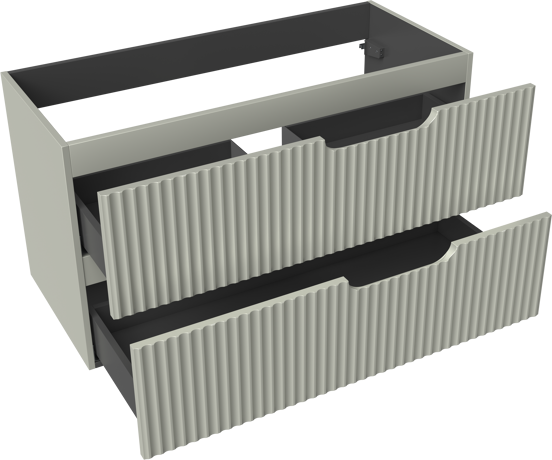 Linie Ribbo zwevende wastafelonderkast 100 x 46 cm greige 2 lades