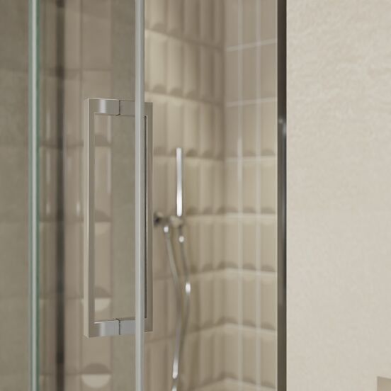 Balmani Senses Design douche draaideur links 100 cm x 210 cm Reflex spiegelglas, Chroom profielen, met coating