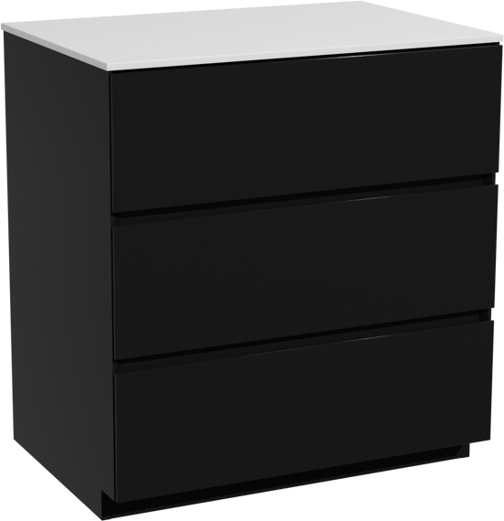 Storke Edge staand badkamermeubel 75 x 52 cm mat zwart met Tavola enkel tablet in solid surface mat wit
