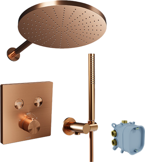 Blaufoss Smartbox Switch-line Duschsystem: Unterputz, inkl. Thermostat-Duscharmatur, inkl. Duschkopf, 30 cm, Brushed Rosegold