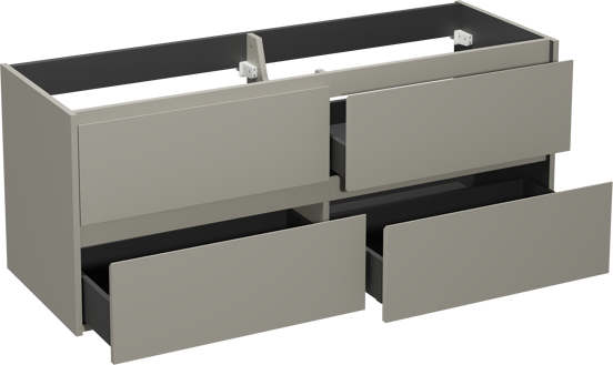 Storke Seda hängender Waschbeckenunterschrank: 150 x 52 cm, Seidengrau, 4 Schubladen