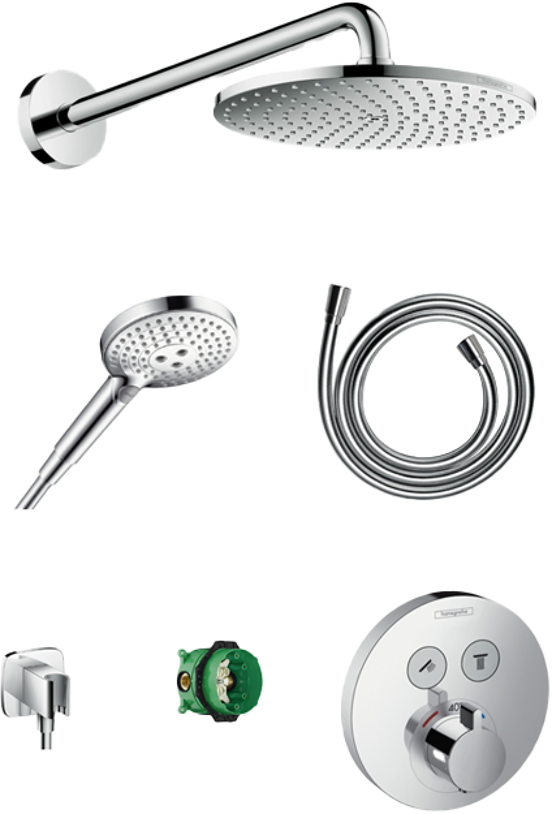 Hansgrohe Showerselect S Duschsystem: Unterputz, Runder Duschkopf, 24 cm, Chrom glänzend