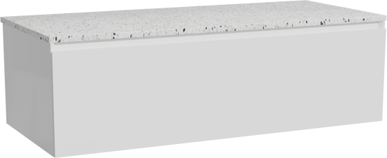 Storke Edge meuble salle de bains suspendu 120 x 52 cm blanc brillant avec Tavola tablette simple ou double en blanc/noir mat terrazzo
