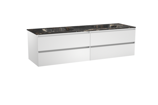 Balmani Mitra meuble salle de bains suspendu 180 x 55 cm blanc mat avec Tablo Arcato double vasque en marbre portoro gold