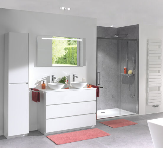Storke Edge staande wastafelonderkast 120 x 46 cm mat wit 3 lades 2 sifonuitsparingen