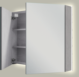 Linie Montro armoire de toilette lumineuse 90 x 75 cm béton gris
