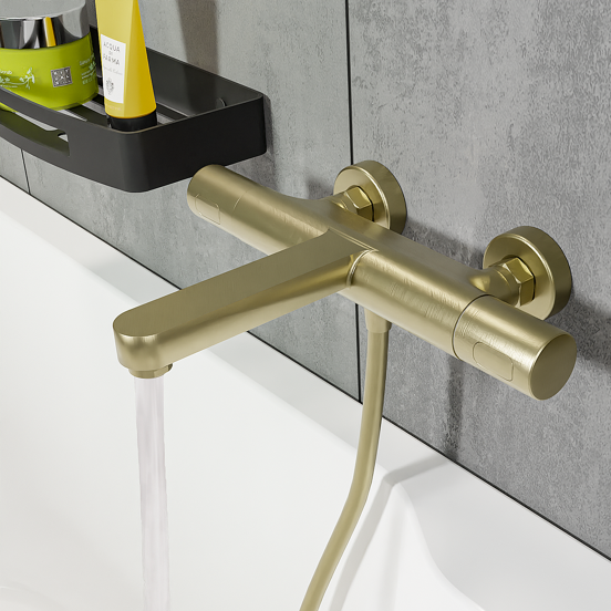 Blaufoss Apollo robinet de bain robinet thermostatique montage mural extérieur Brushed Champagne Gold
